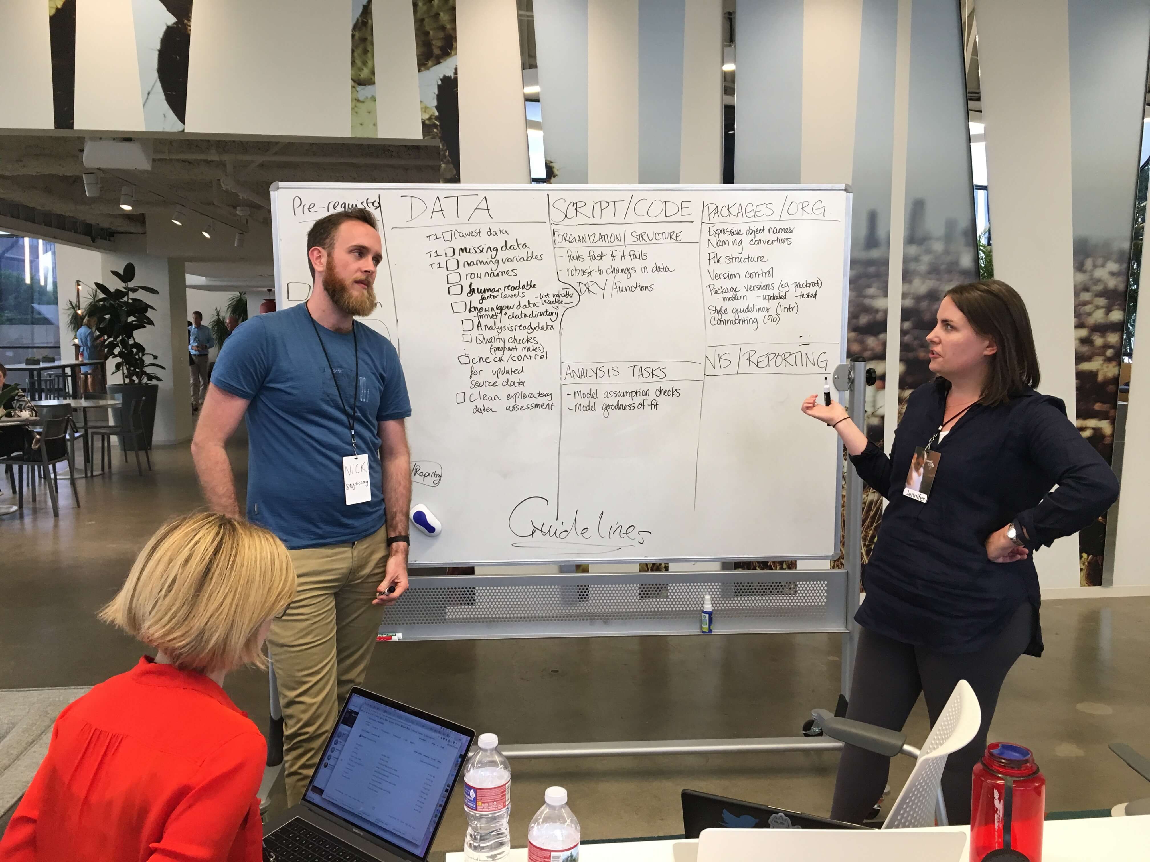 Nick, Jennifer and Molly discussing analysis best practices (photo: Alice Daish)