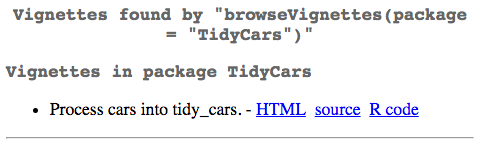 Browse TidyCars Vignettes